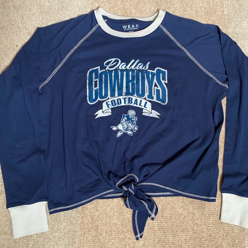 Dallas Cowboys Blue Tie-Front Long-sleeve